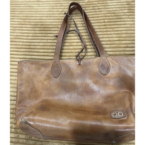 Bed Stu Charlotte Reversible Distressed leather Tote Bag Purse Tan And Brown - Picture 6 of 10